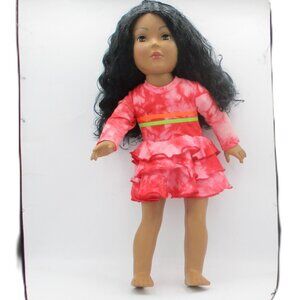 2009 Alexander 18" Sleepy Eyes Doll W/ Black Hair & Red Tie-Dye Dress